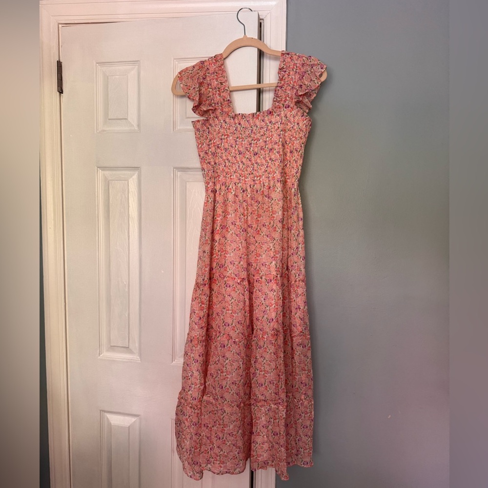 Hill House Home Nap Dress Pink Ditsy Floral Modi Dress with Ruffle Straps